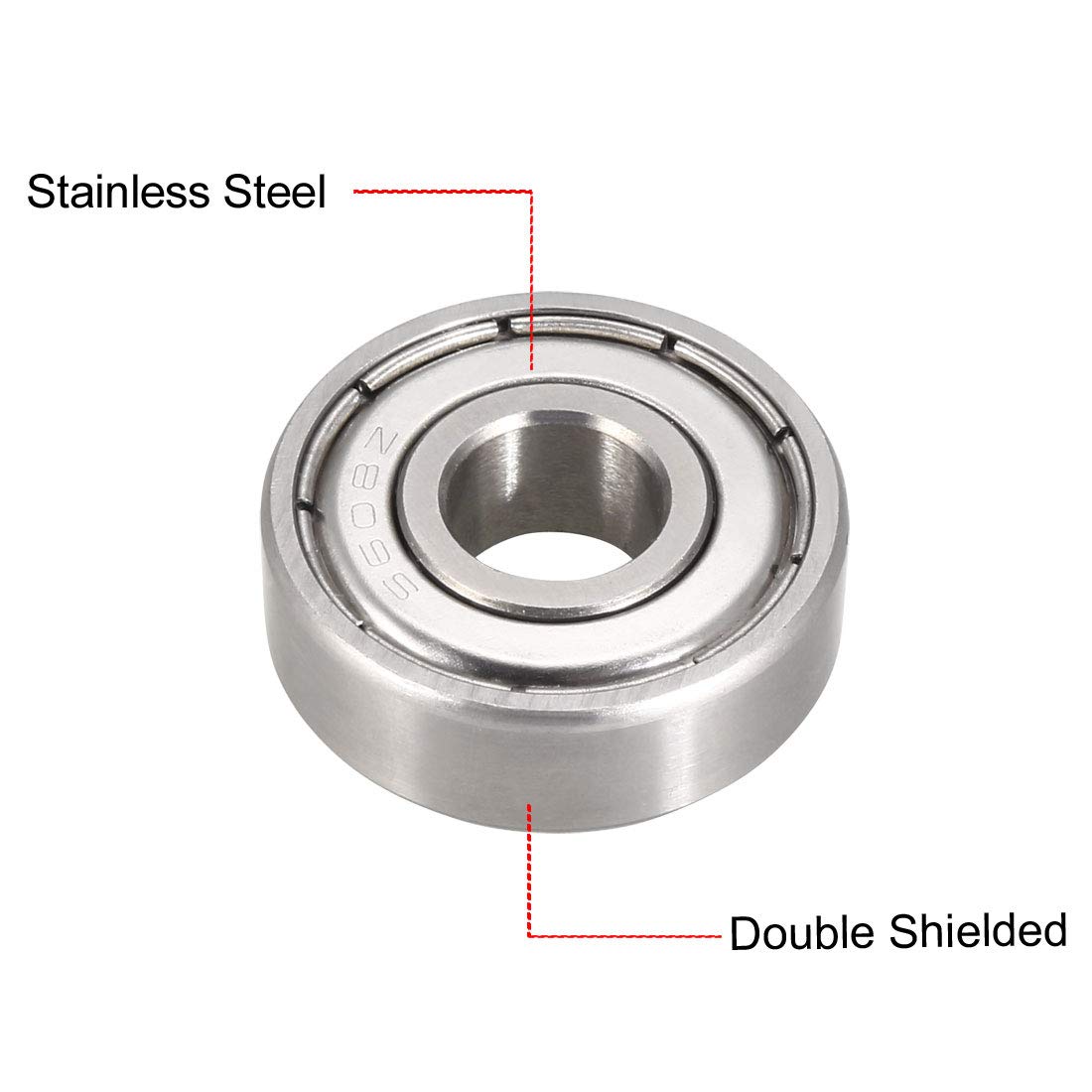 uxcell S608ZZ Stainless Steel Ball Bearing 8x22x7mm Double